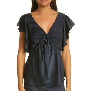 Cinq à Sept Pem Flutter-Sleeve Silk Blouse